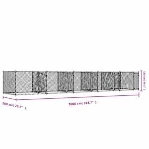 Klec pro psy s dvířky šedá 10 x 2 x 1,5 m pozinkovaná ocel - obrázek 9