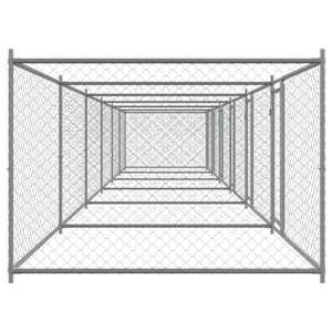 Klec pro psy s dvířky šedá 12 x 2 x 1,5 m pozinkovaná ocel - obrázek 5