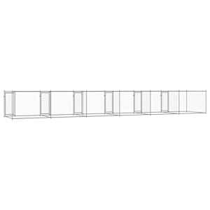 Klec pro psy s dvířky šedá 12 x 2 x 1,5 m pozinkovaná ocel - obrázek 6