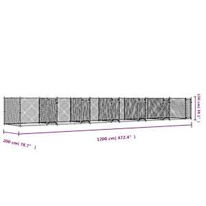 Klec pro psy s dvířky šedá 12 x 2 x 1,5 m pozinkovaná ocel - obrázek 9