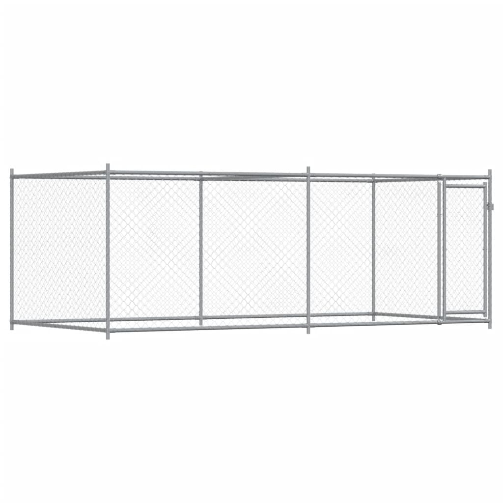 vidaXL Klec pro psy s dvířky šedá 4 x 2 x 1,5 m pozinkovaná ocel