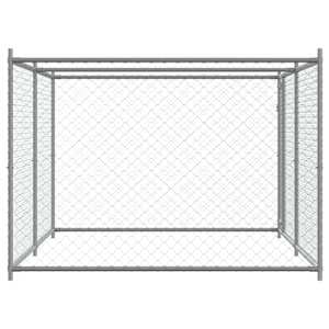 Klec pro psy s dvířky šedá 4 x 2 x 1,5 m pozinkovaná ocel - obrázek 5