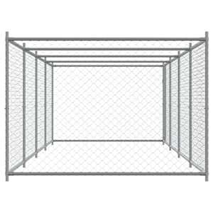Klec pro psy s dvířky šedá 8 x 2 x 1,5 m pozinkovaná ocel - obrázek 5