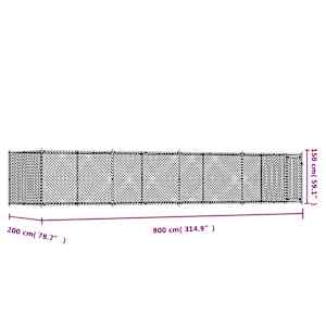 Klec pro psy s dvířky šedá 8 x 2 x 1,5 m pozinkovaná ocel - obrázek 9