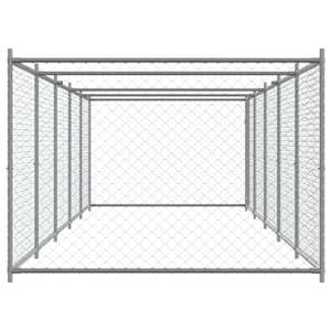 Klec pro psy s dvířky šedá 10 x 2 x 1,5 m pozinkovaná ocel - obrázek 5