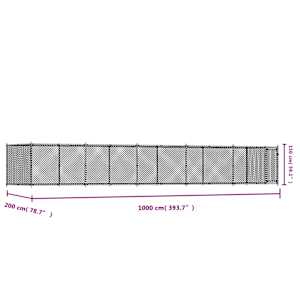 Klec pro psy s dvířky šedá 10 x 2 x 1,5 m pozinkovaná ocel - obrázek 9