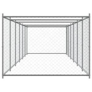 Klec pro psy s dvířky šedá 12 x 2 x 1,5 m pozinkovaná ocel - obrázek 5