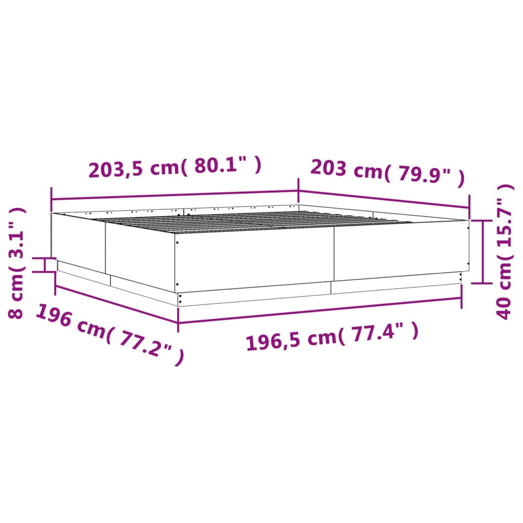 Rám postele s LED osvětlením bílý 200 x 200 cm kompozitní dřevo - obrázek 14