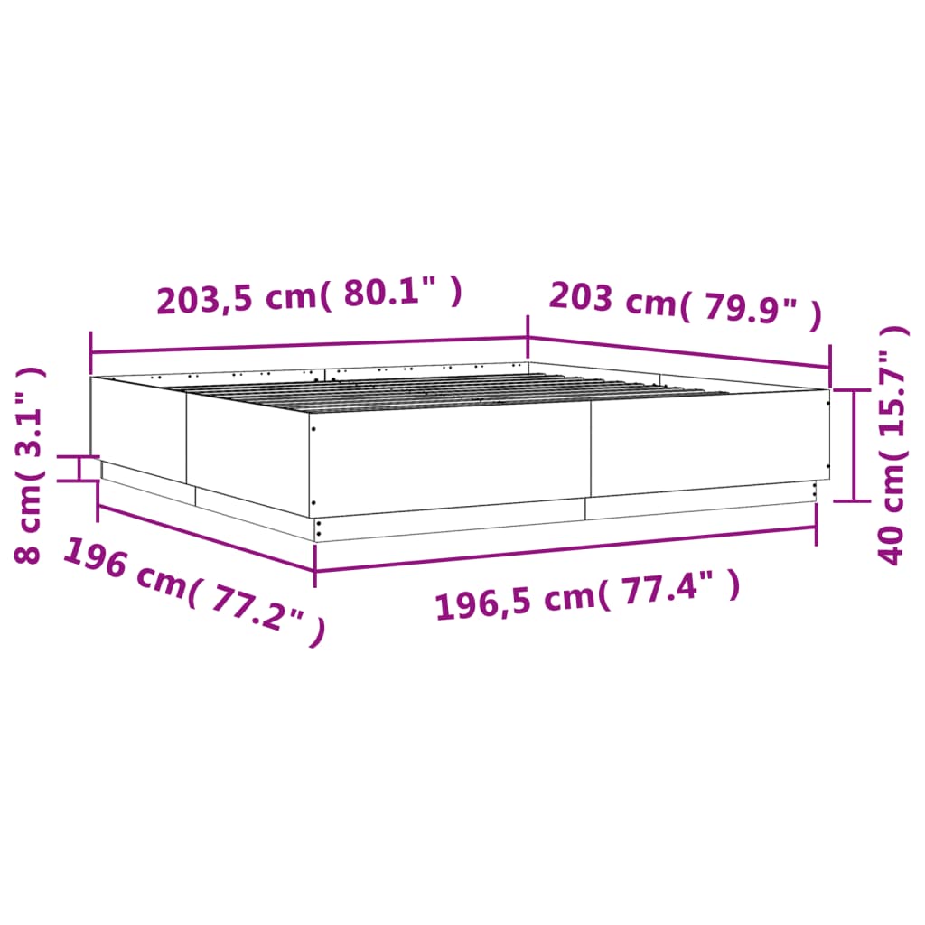 Rám postele s LED osvětlením dub sonoma 200 x 200 cm kompozit - obrázek 14