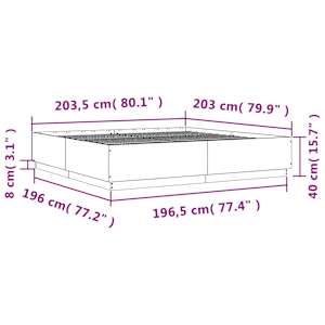 Rám postele s LED osvětlením hnědý dub 200 x 200 cm kompozit - obrázek 14