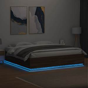 Rám postele s LED osvětlením hnědý dub 200 x 200 cm kompozit - obrázek 4