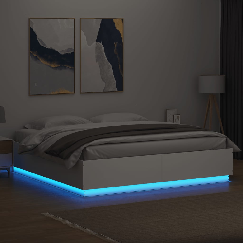 Thumbnail - vidaXL Bettgestell mit LED Weiß 180x200 cm Holzwerkstoff