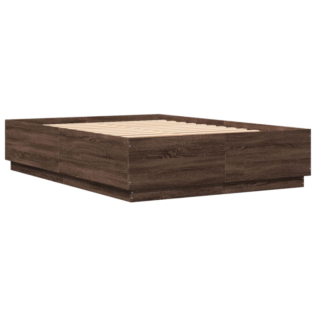 vidaXL Bedframe met LED-verlichting bruin eikenkleurig 160x200 cm afbeelding