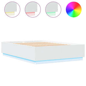 Rám postele s LED osvětlením bílý 150 x 200 cm kompozitní dřevo - obrázek 2