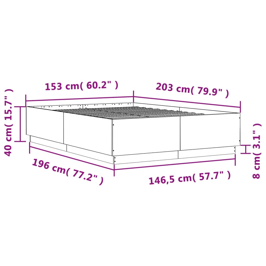 Rám postele s LED osvětlením kouřový dub 150 x 200 cm kompozit - obrázek 14