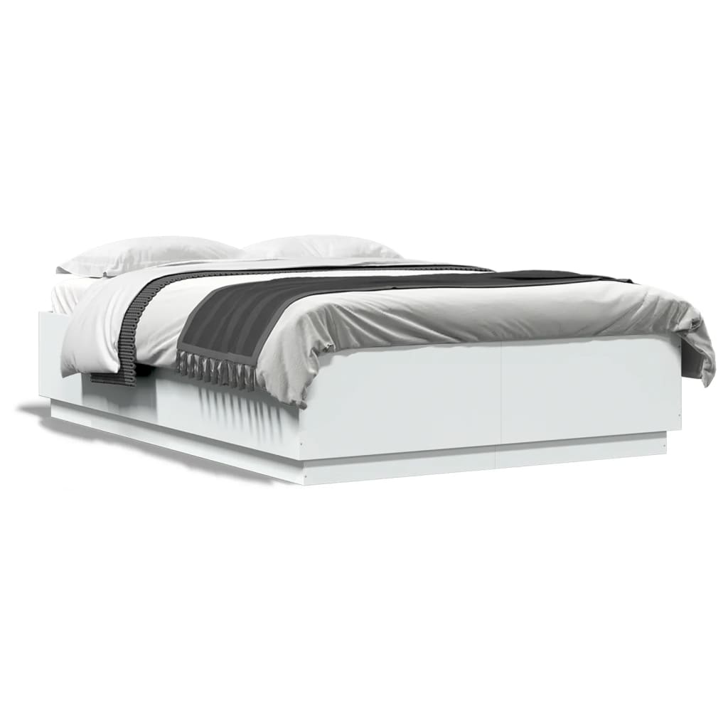 Rám postele s LED osvětlením bílý 120 x 200 cm kompozitní dřevo