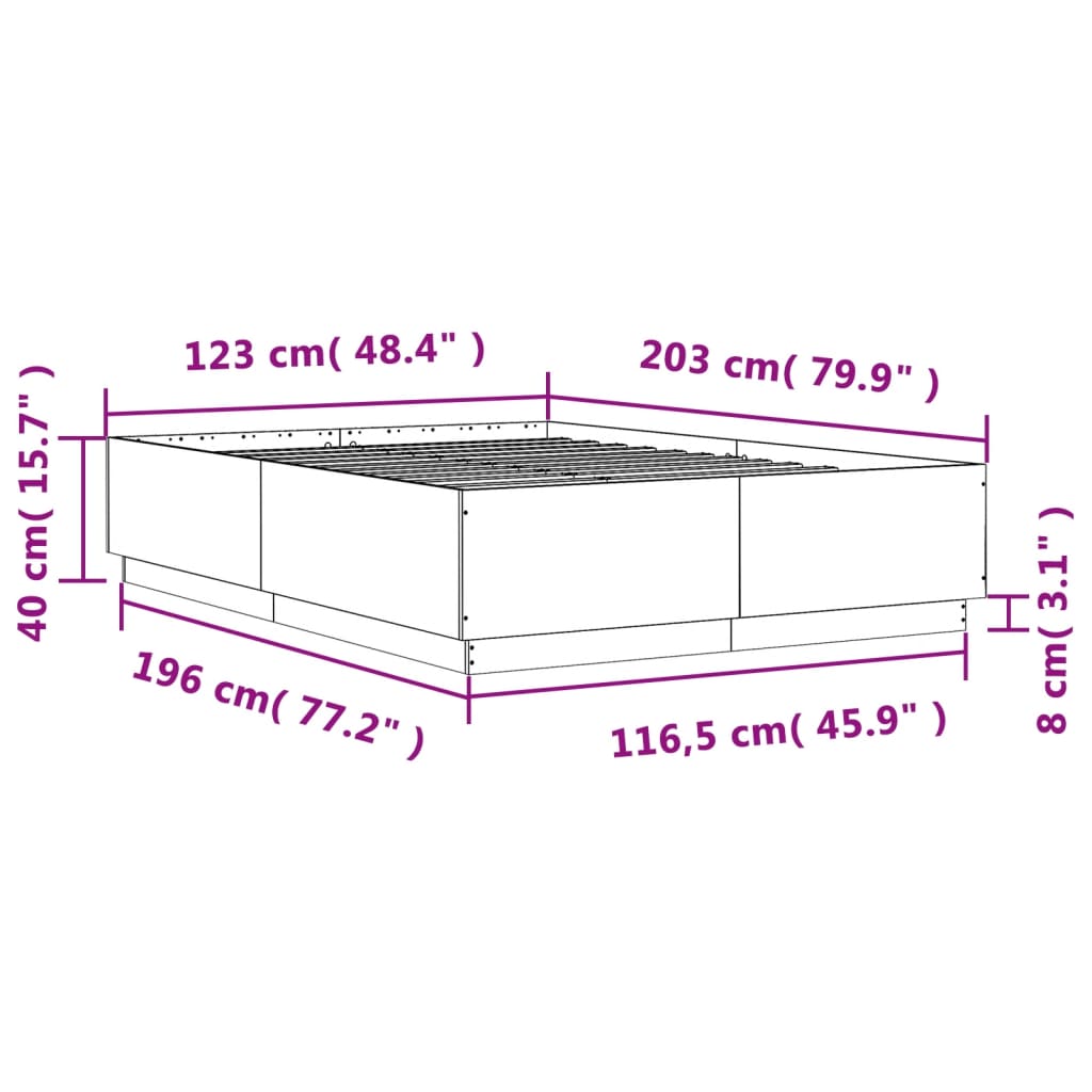 Rám postele s LED osvětlením dub sonoma 120 x 200 cm kompozit - obrázek 14