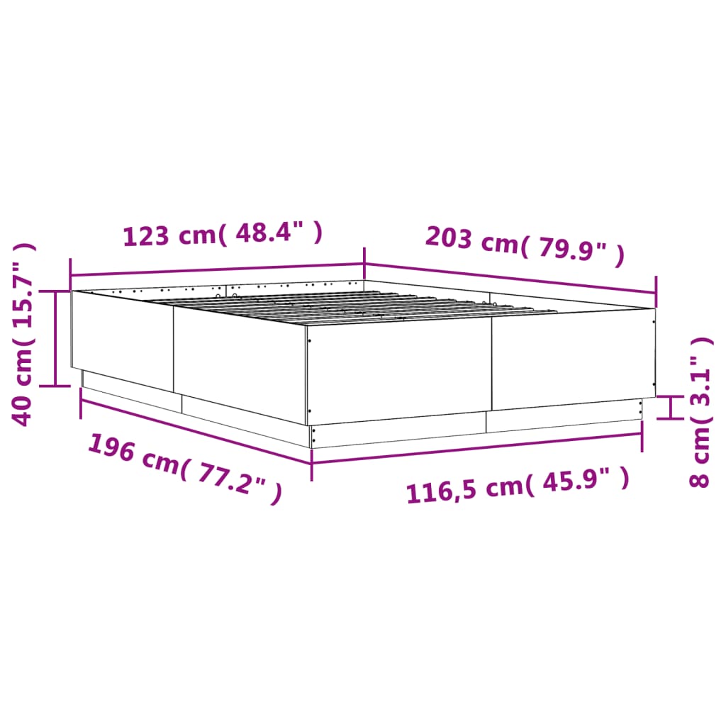 Rám postele s LED osvětlením kouřový dub 120 x 200 cm kompozit - obrázek 14