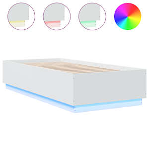 Rám postele s LED osvětlením bílý 100 x 200 cm kompozitní dřevo - obrázek 2