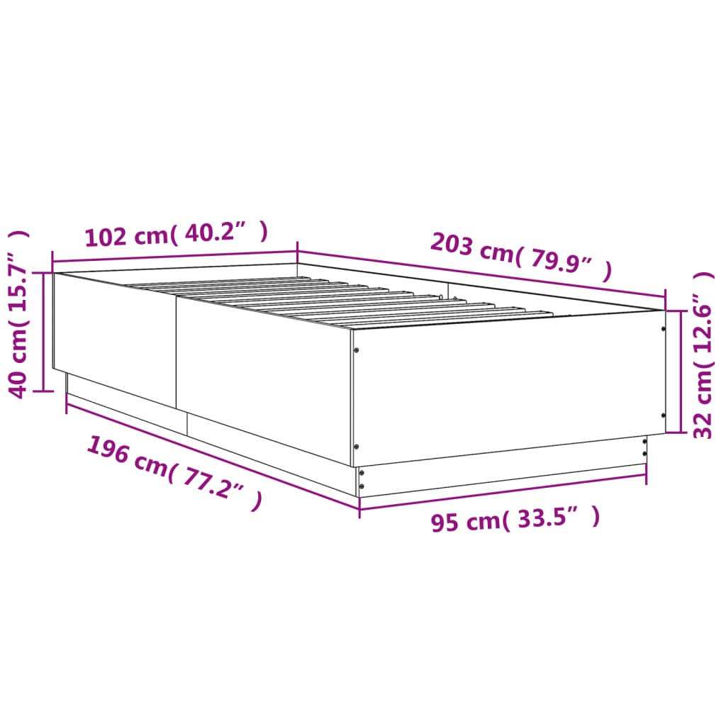 Rám postele s LED osvětlením černý 100x200 cm kompozitní dřevo - obrázek 14