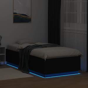 Rám postele s LED osvětlením černý 100x200 cm kompozitní dřevo - obrázek 4
