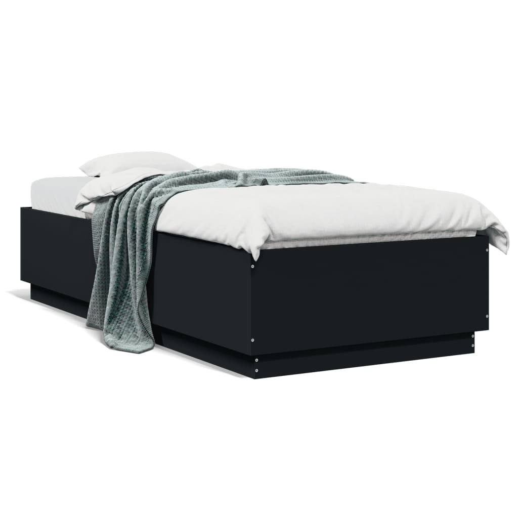 Rám postele s LED osvětlením černý 100x200 cm kompozitní dřevo