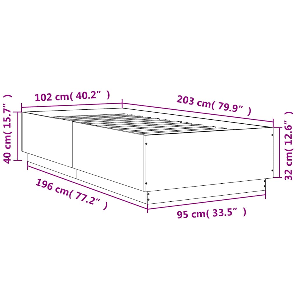Rám postele s LED osvětlením kouřový dub 100 x 200 cm kompozit - obrázek 14