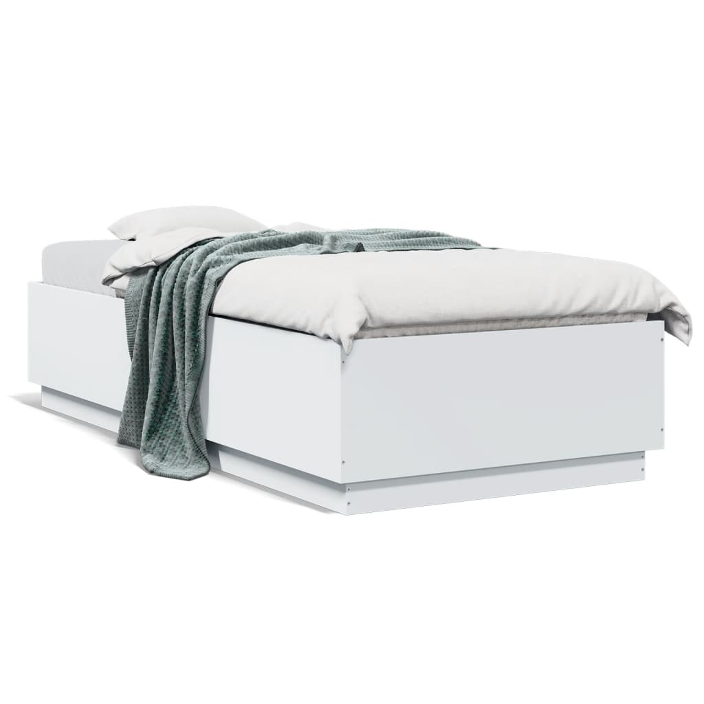 Rám postele s LED osvětlením bílý 90 x 200 cm kompozitní dřevo