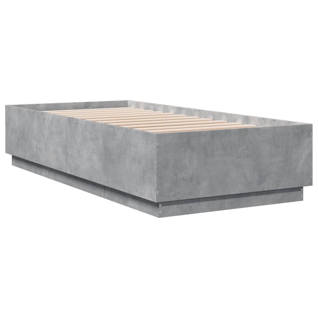 vidaXL Bedframe met LED-verlichting bewerkt hout betongrijs 90x200 cm afbeelding