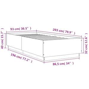 Rám postele s LED osvětlením kouřový dub 90 x 200 cm kompozit - obrázek 14