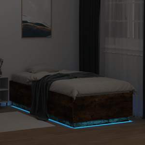 Rám postele s LED osvětlením kouřový dub 90 x 200 cm kompozit - obrázek 4