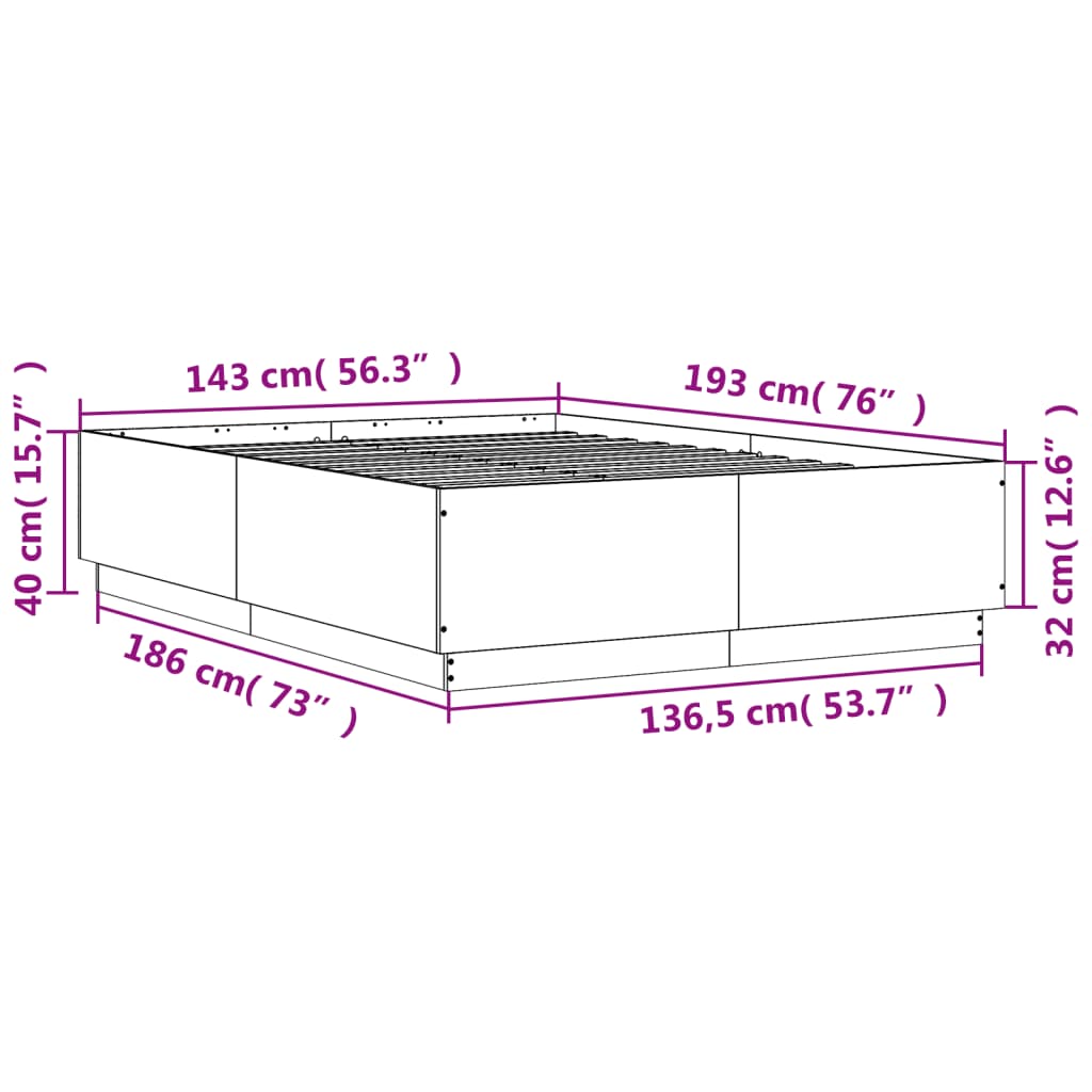 Rám postele s LED osvětlením dub sonoma 140 x 190 cm kompozit - obrázek 14