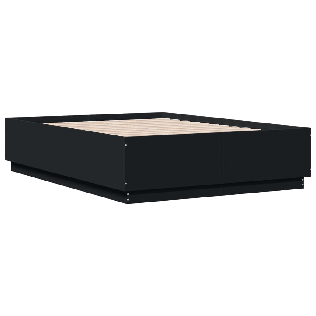 vidaXL Bedframe met LED-verlichting bruin eikenkleurig 135x190 cm afbeelding