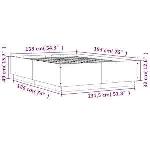 Rám postele s LED osvětlením kouřový dub 135 x 190 cm kompozit - obrázek 14