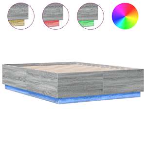 Rám postele s LED osvětlením šedý sonoma 135 x 190 cm kompozit - obrázek 2
