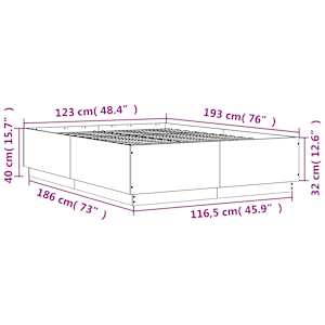 Rám postele s LED osvětlením hnědý dub 120 x 190 cm kompozit - obrázek 14