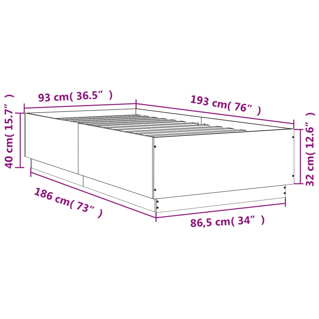 Rám postele s LED osvětlením černý 90 x 190 cm kompozitní dřevo - obrázek 14