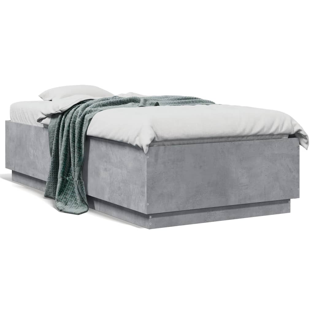 vidaXL Cadre de lit avec lumières LED gris béton 90x190 cm