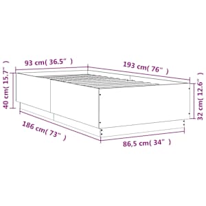 Rám postele s LED osvětlením hnědý dub 90 x 190 cm kompozit - obrázek 14