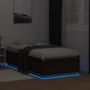 Rám postele s LED osvětlením hnědý dub 90 x 190 cm kompozit - obrázek 4
