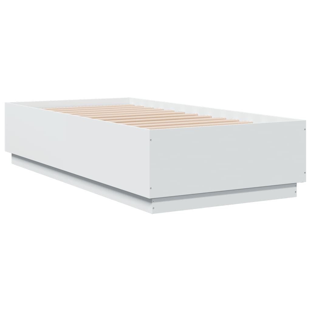 vidaXL Bedframe met LED-verlichting bewerkt hout wit 75x190 cm afbeelding