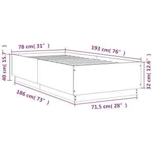 Rám postele s LED osvětlením betonově šedý 75 x 190 cm kompozit - obrázek 14