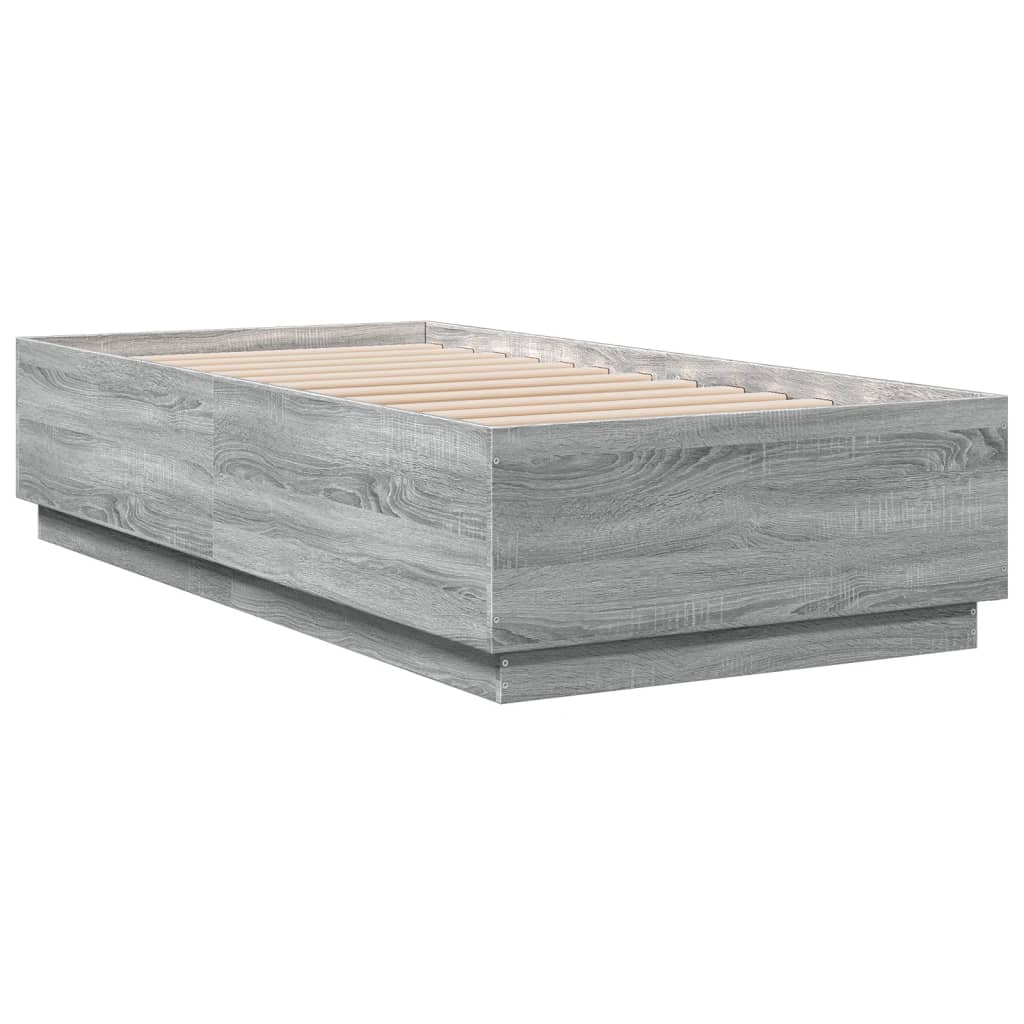 vidaXL Bedframe met LED-verlichting bewerkt hout grijs sonoma 75x190cm afbeelding