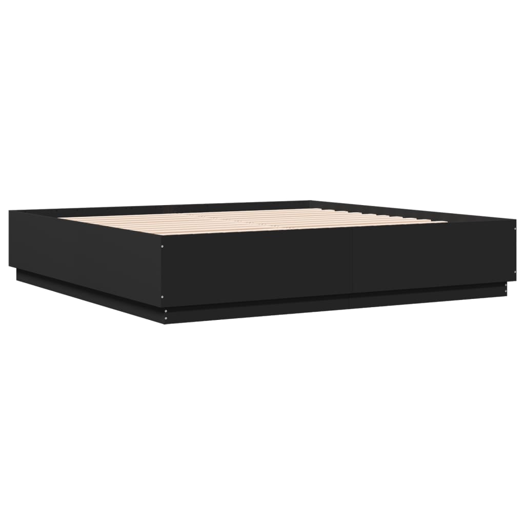 vidaXL Bedframe massief hout zwart 200x200 cm afbeelding