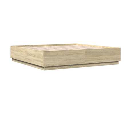 vidaXL Bedframe bewerkt hout sonoma eikenkleurig 200x200 cm
