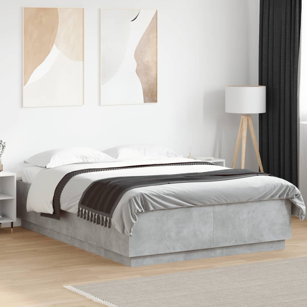 vidaXL sengestel 160x200 cm konstrueret træ betongrå