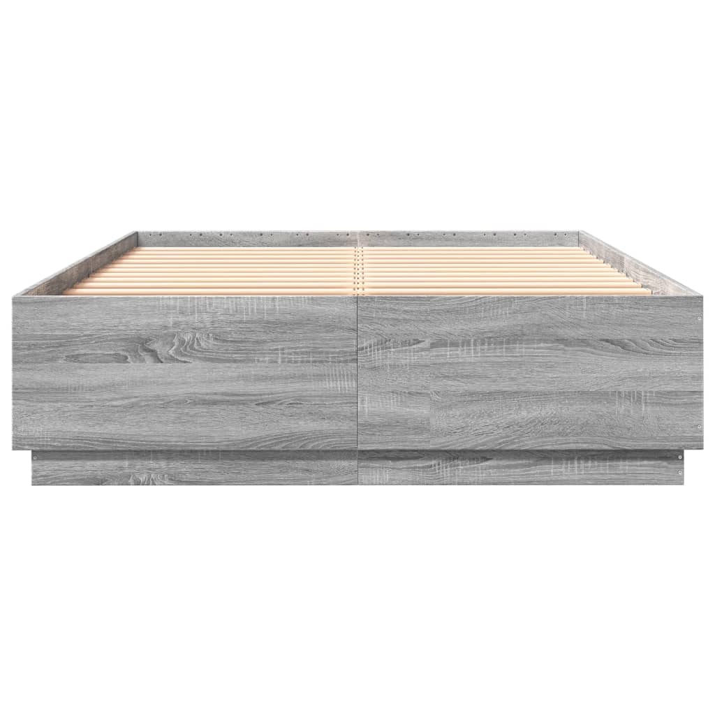 vidaXL Bedframe bewerkt hout grijs sonoma eikenkleurig 160x200 cm, foto 4