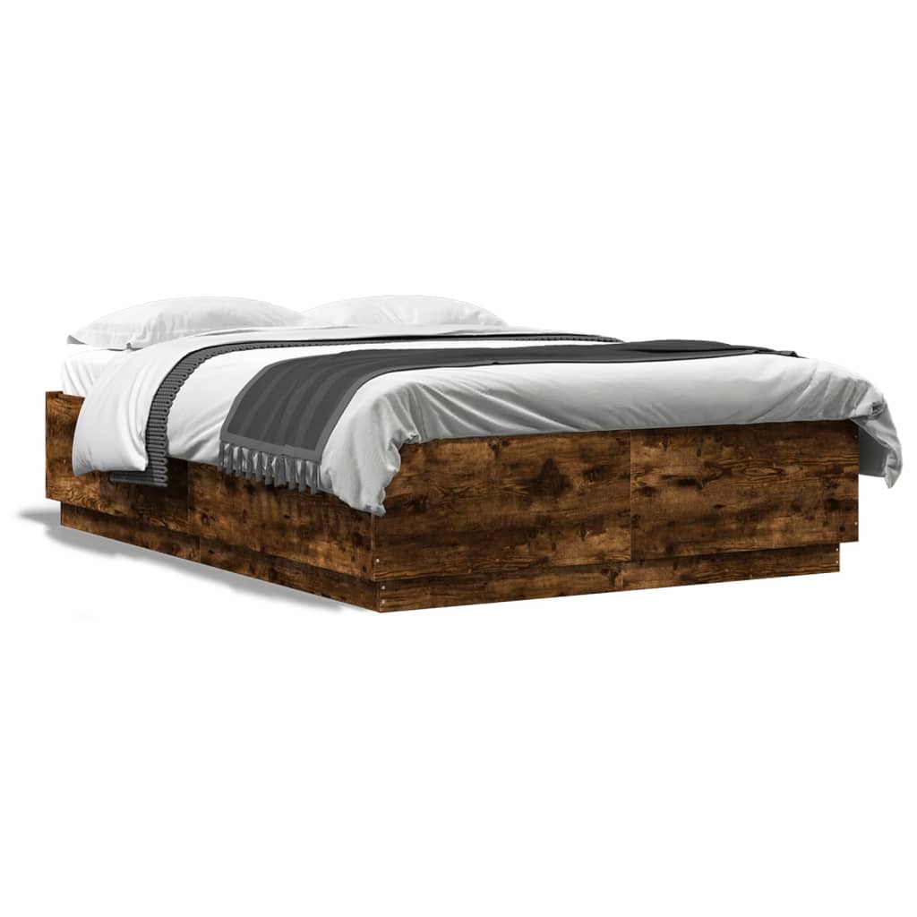 Rám postele kouřový dub 150 x 200 cm kompozitní dřevo