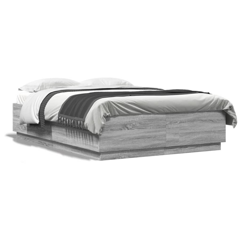 Rám postele šedý sonoma 150 x 200 cm kompozitní dřevo