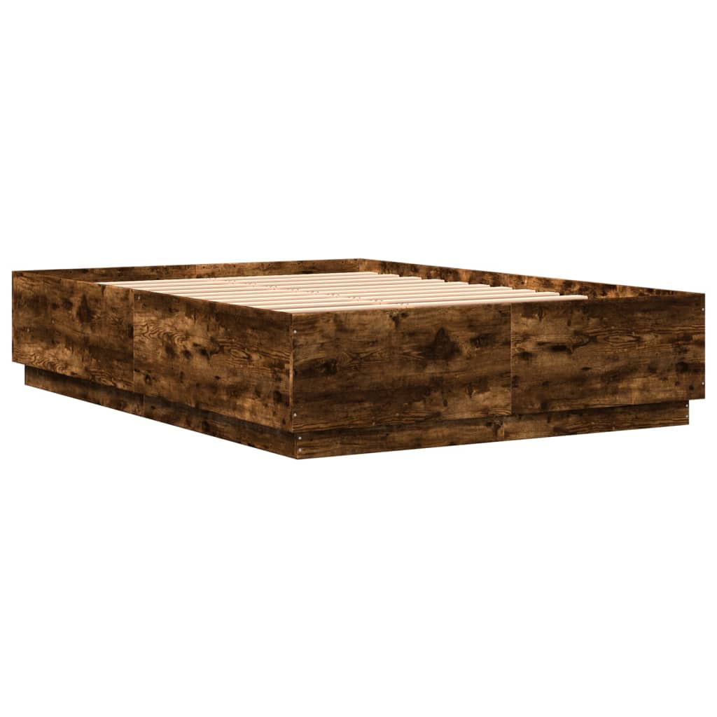 vidaXL Bedframe bewerkt hout gerookt eikenkleurig 140x200 cm afbeelding